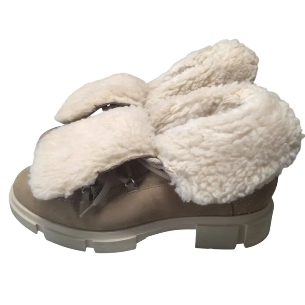 Avellini Portugal Women's EU 40/US 9 Shearling Boots Suede Lace Up Lug Sole Tan